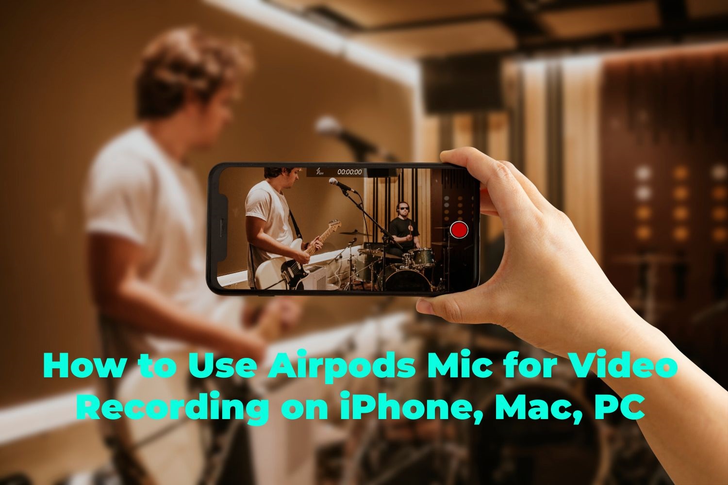 Guys recording video on mobile with AirPods mic for audio capture